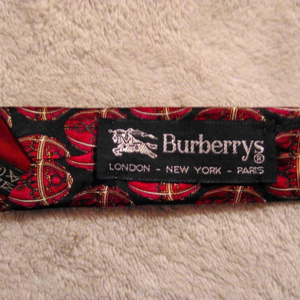 Burberrys Tie- Authentic, Vintage, Red and Black Tie